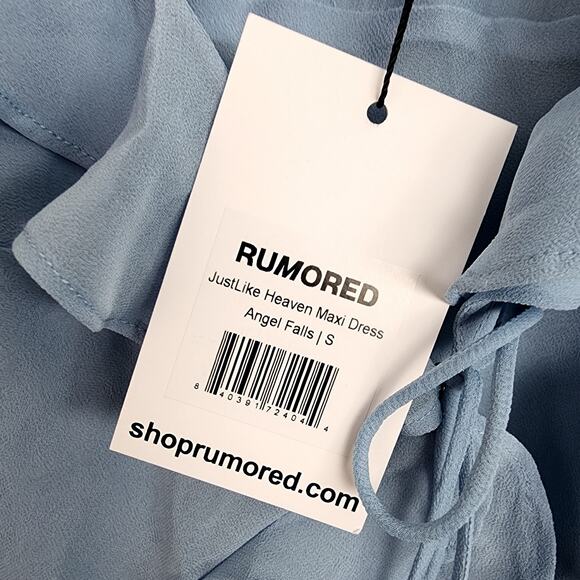 NEW Rumored Ruffle Wrap Maxi Dress Blue Angel Falls S - Picture 11 of 13